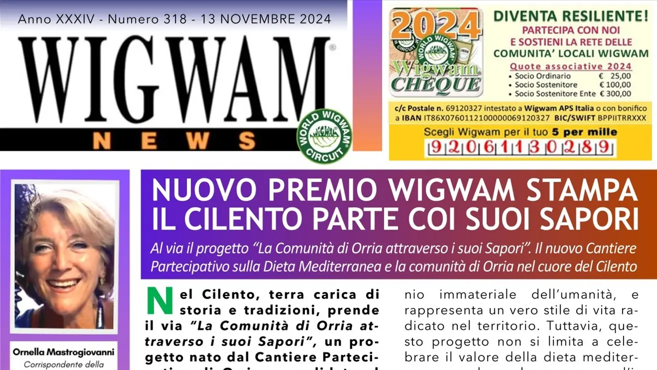 Nuovo Premio Wigwam Stampa il Cilento parte coi suoi sapori